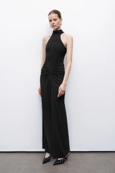 Halter Neck Maxi Dress with Drape Details